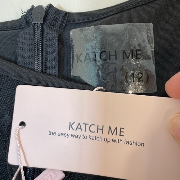 NWT. Blogger’s Favorite Katch Me Large Darla Black Spot Mesh Keyhole Jumpsuit. - Picture 9 of 16